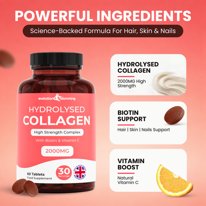 Hydrolysed Collagen High Strength 2,000mg for Hair, Skin & Nails + Vitamin C & Biotin