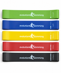 Set of five coloured leg workout resistance bands