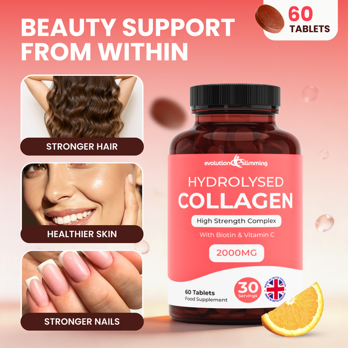 Hydrolysed Collagen High Strength 2,000mg for Hair, Skin & Nails + Vitamin C & Biotin