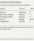 Berberine Plus nutritional information and ingredients