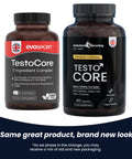 TestoCore - 17 Ingredient Complex - Natural Booster For Men old and new packaging