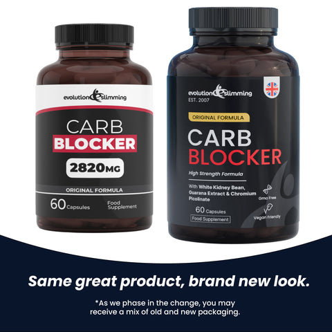Carb Blocker - Original Formula with White Kidney Bean old and new packaging